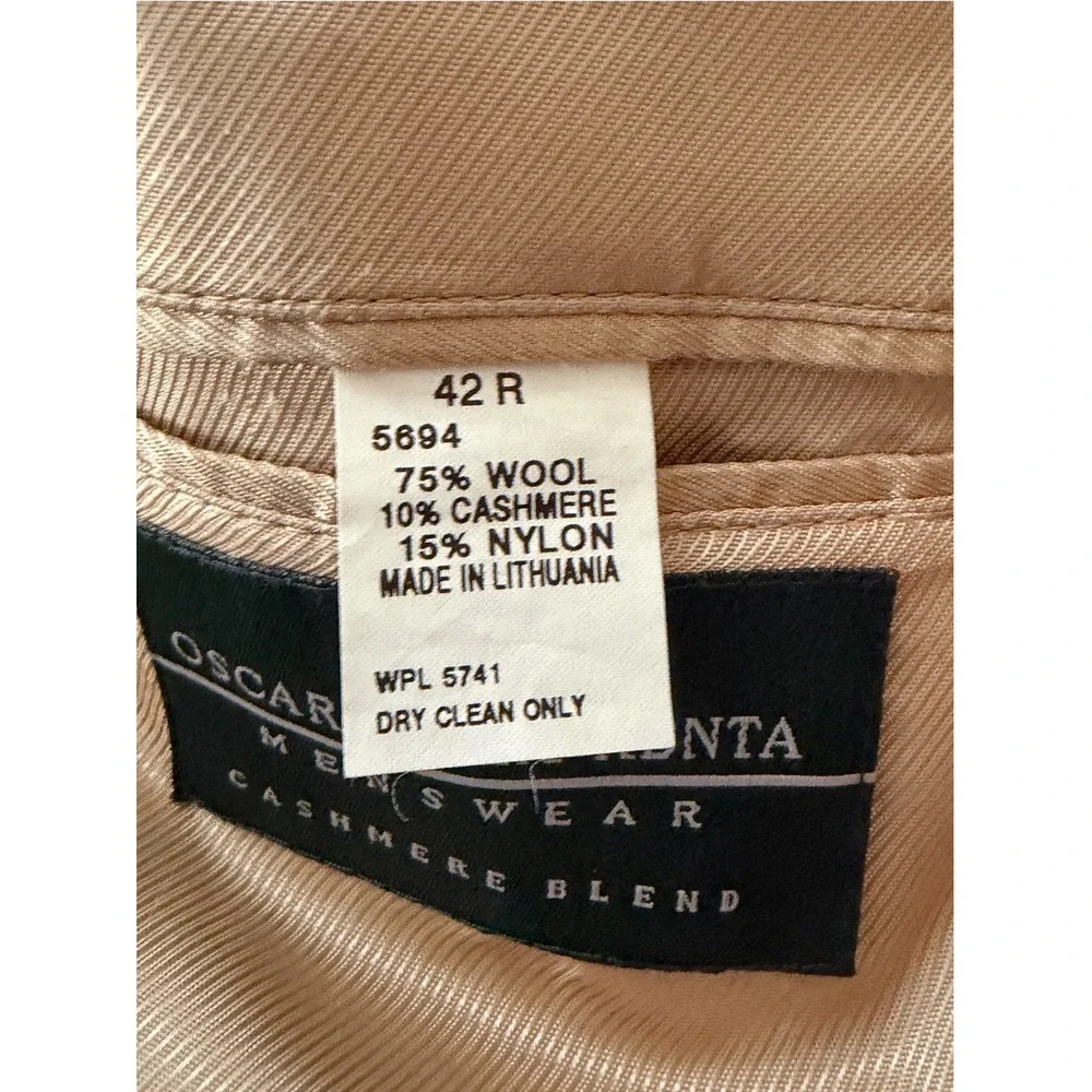 Oscar de la Renta Mens Blazer 42R Camel Tan Wool Cashmere Blend Sport Coat